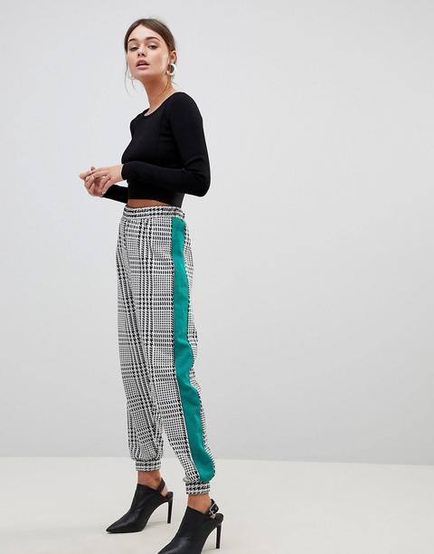 Joggers De Cuadros Con Raya Lateral De Asos Design