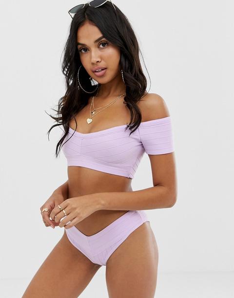 Braguita De Bikini Cruzada Con Bandas En Lila De Asos Design-violeta