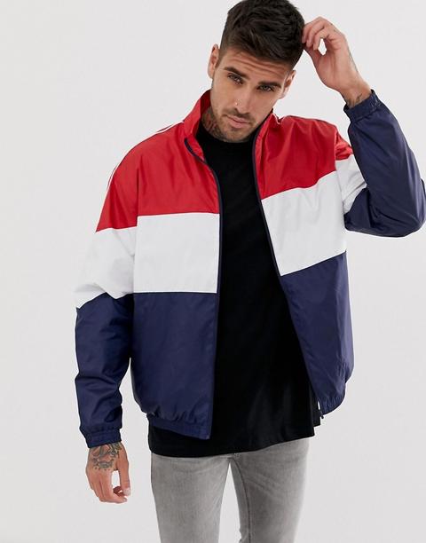 Bershka - Giacca A Vento Rossa Colour Block - Multicolore