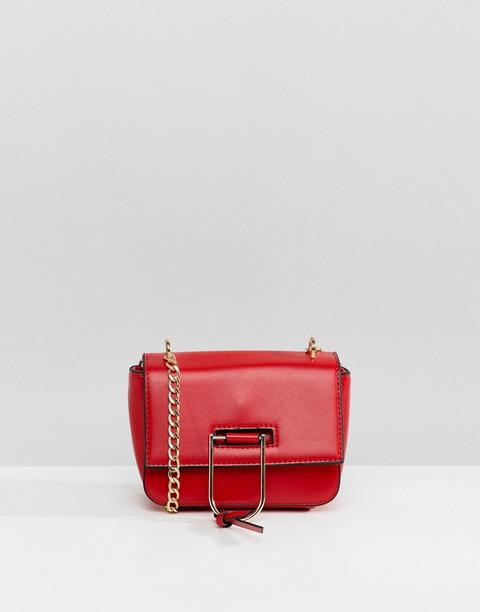 Missguided - Borsa A Tracolla Rossa Con Catena E Chiusura A Clip Oro - Rosso