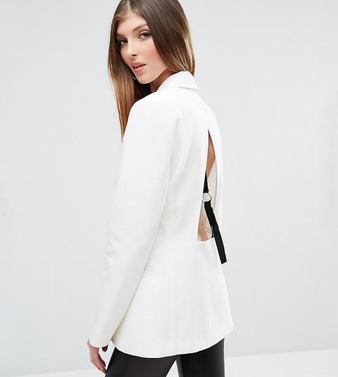Asos Tall - Blazer Con Fascia E Apertura Sulla Schiena - Bianco
