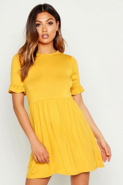 Womens Smock Dress - Yellow - 12, Yellow