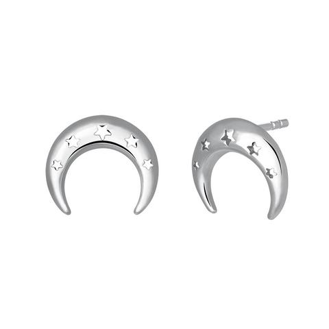 Pendientes Stud Luna Plata