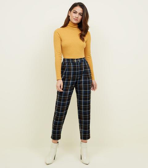 check tapered trousers