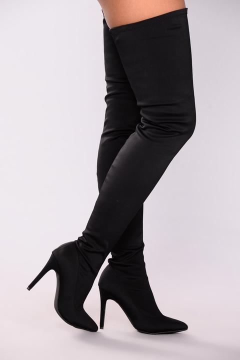 Keyana Thigh High Boot - Black