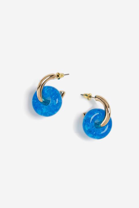 Womens **resin Hoop Earrings - Gold, Gold