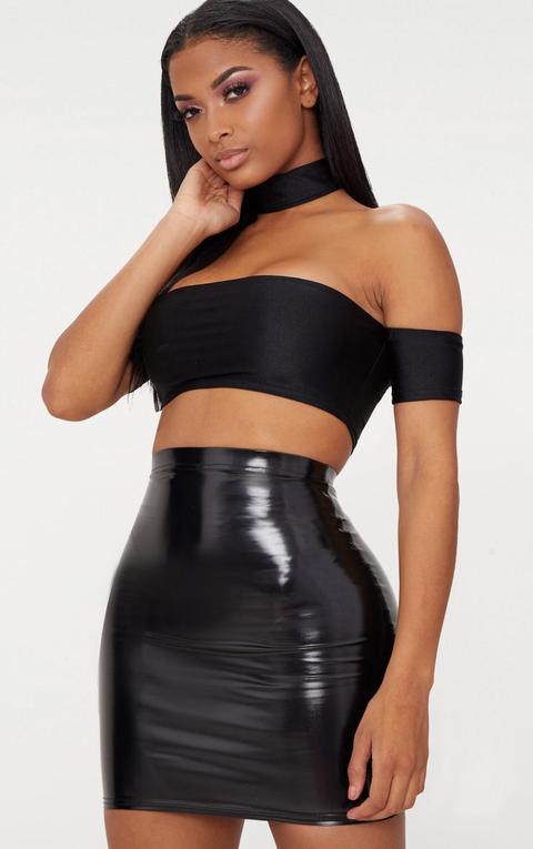 Shape Black Vinyl Bodycon Skirt