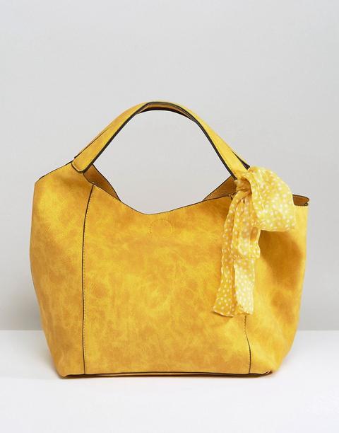 Oasis - Borsa Floscia Con Sciarpa Rimovibile - Giallo