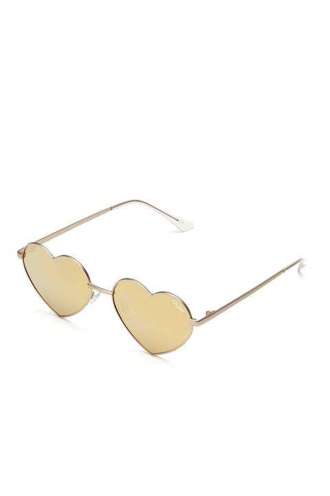 Womens **heartbreaker Sunglasses By Quay - Gold, Gold