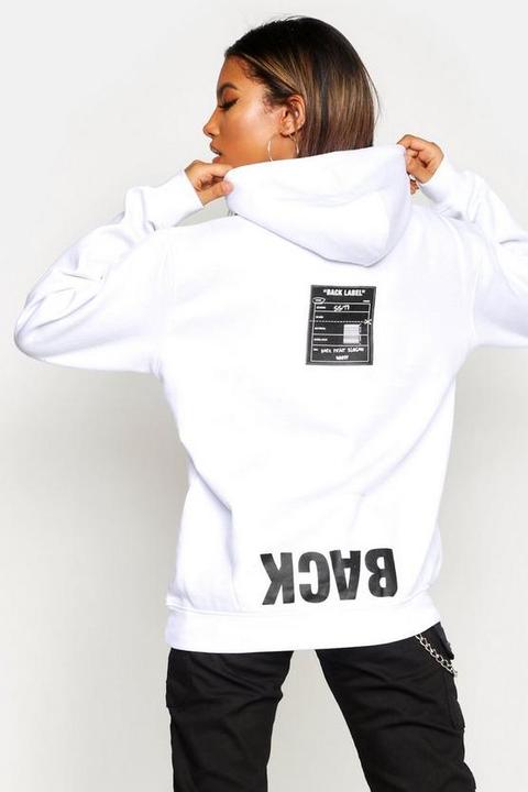 Sweat À Capuche À Slogan Imprimé Dans Le Dos - Blanc - 36, Blanc