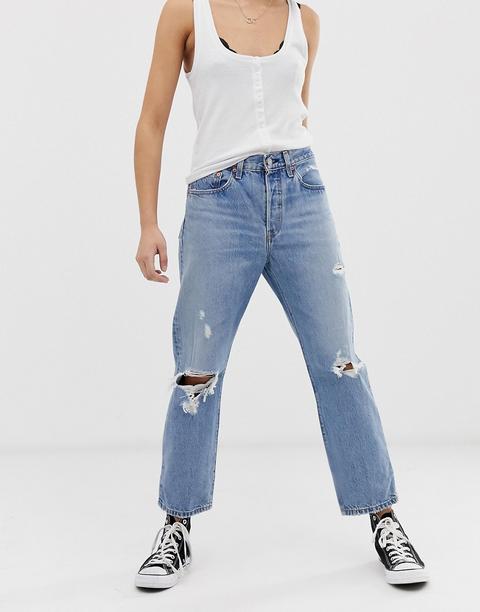 Levi's - 501 - Jeans Cropped Con Strappi - Blu