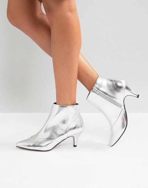Miss Selfridge - Stivaletti Metallizzati Con Tacchetto A Spillo - Argento