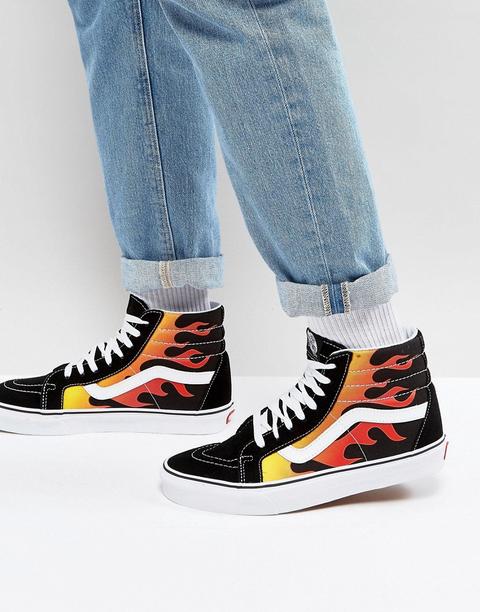 Vans Sk8-hi Flame Trainers In Black Va2xsbphn