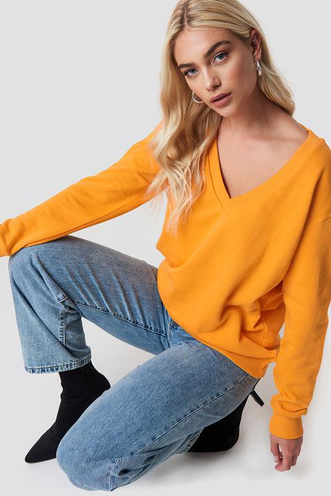 Na-kd Basic V-neck Basic Sweater - Orange