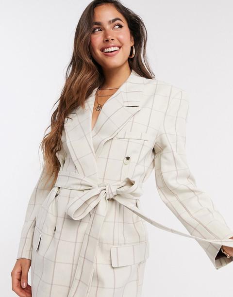 Asos Design - Blazer Dad À Carreaux Avec Ceinture-multicolore