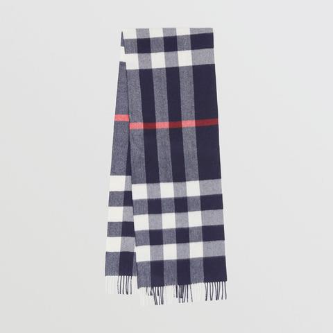 Burberry Check Cashmere Scarf, Blue