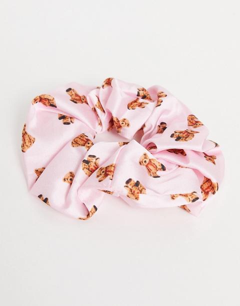 Asos Design Large Scrunchie In Teddy Print-multi