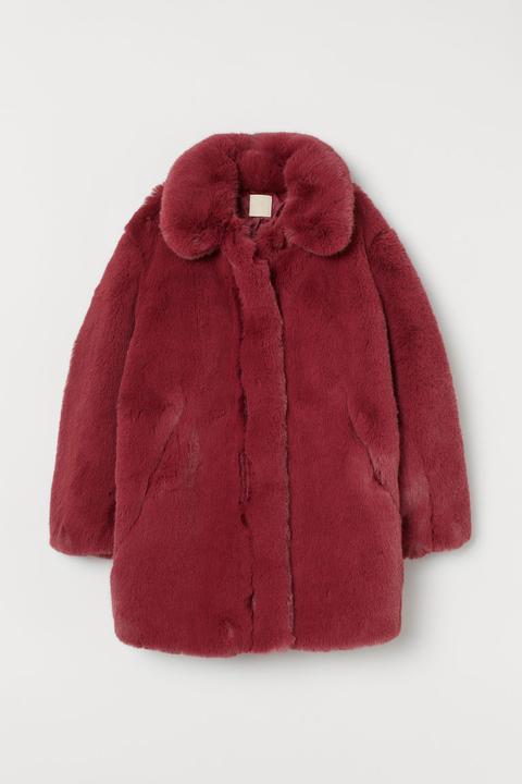 Faux Fur Jacket - Red