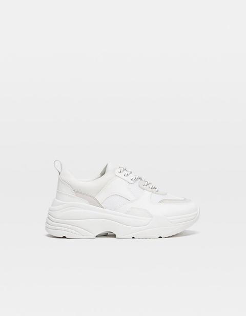 White Chunky Sole Trainers In White