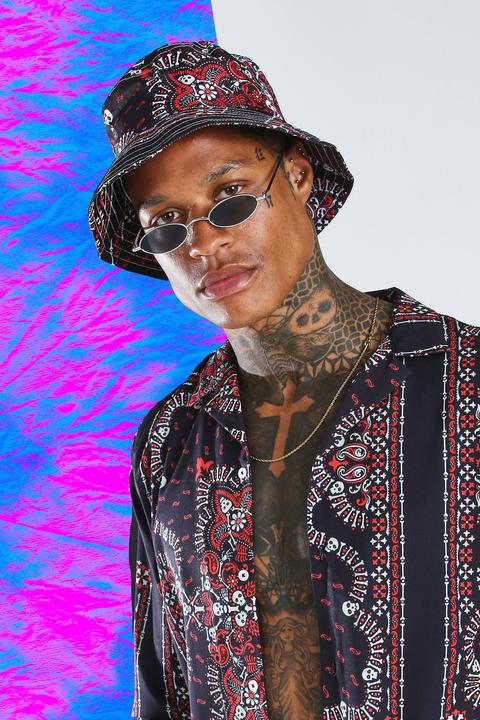 Mens Multi Bandana Print Bucket Hat, Multi