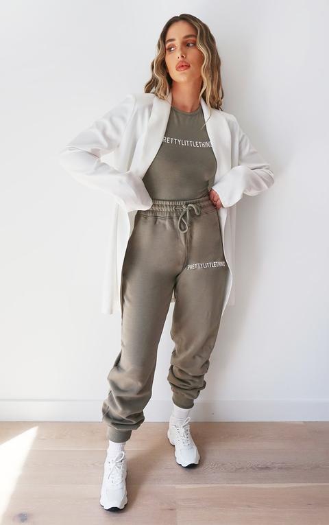 Prettylittlething Sage Khaki High Waisted Joggers