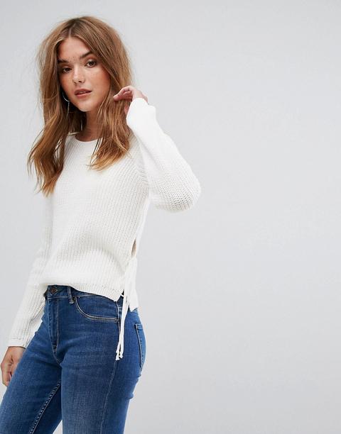 Pimkie - Maglione Con Laccetti Laterali - Bianco