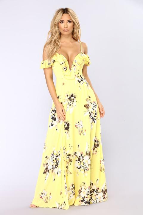 Newport Beach Floral Dress - Yellow