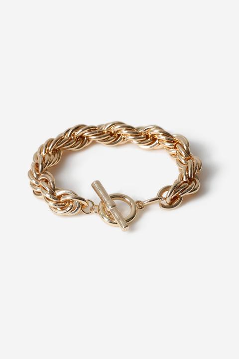 Womens **twisted Chain T-bar Bracelet - Gold, Gold