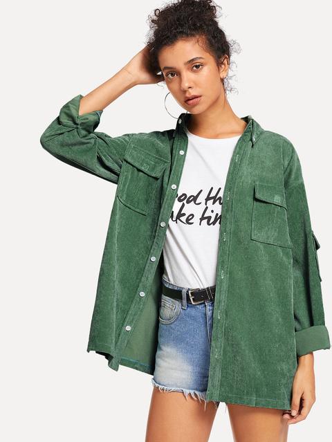 Chaqueta Lisa Con Bolsillos Delanteros