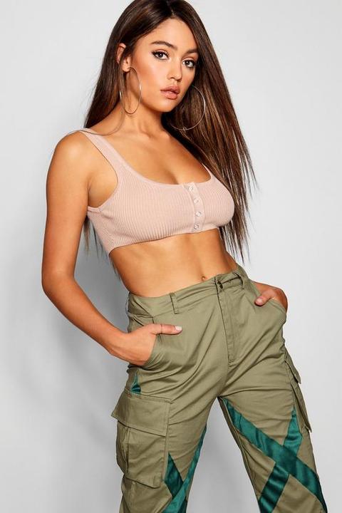 Ribbed Popper Detail Crop