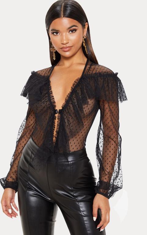 black mesh plunge bodysuit