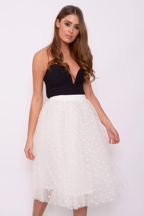 Cream Spot Detail Tutu Skirt