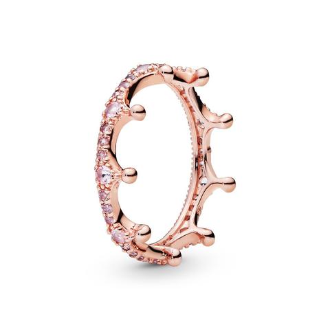 Pandora Pink Sparkling Crown Ring - 14k Rose Gold-plated Unique Metal Blend / Crystals