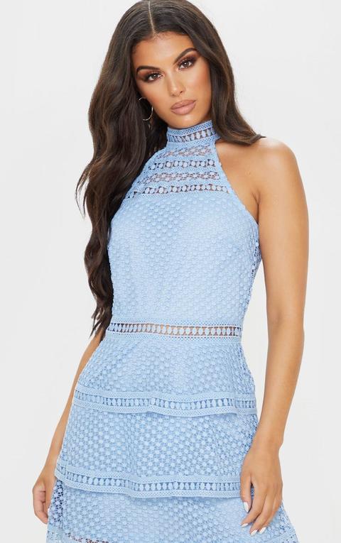 raine dusty blue lace panel tiered bodycon dress