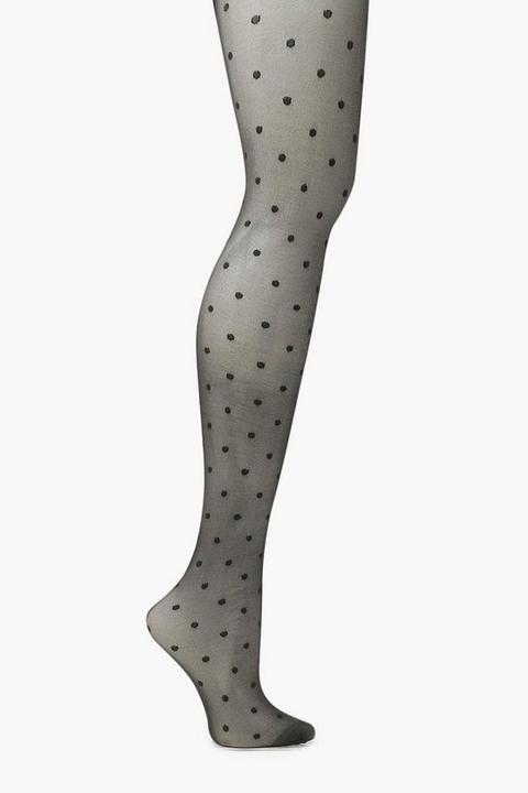 Womens Micro Spot Tights - Black - One Size, Black