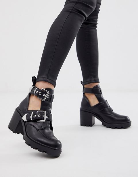 Schwarze Ankle-boots Mit Cutouts Und 