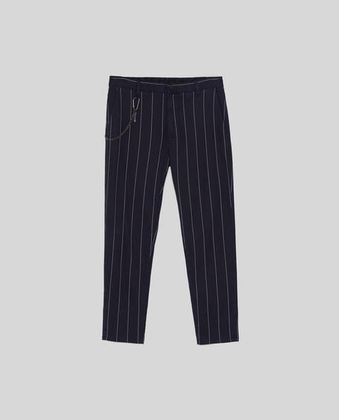 Pantaloni A Righe Con Catena