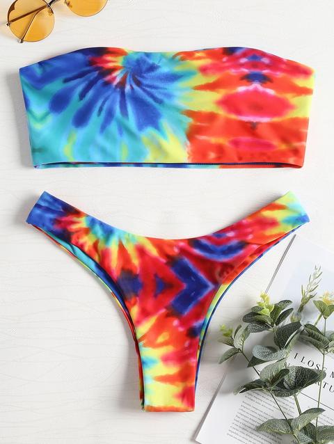 Bikini Di Zaful Di Tie-dye White Multi-a Multi-d Heliotrope Purple