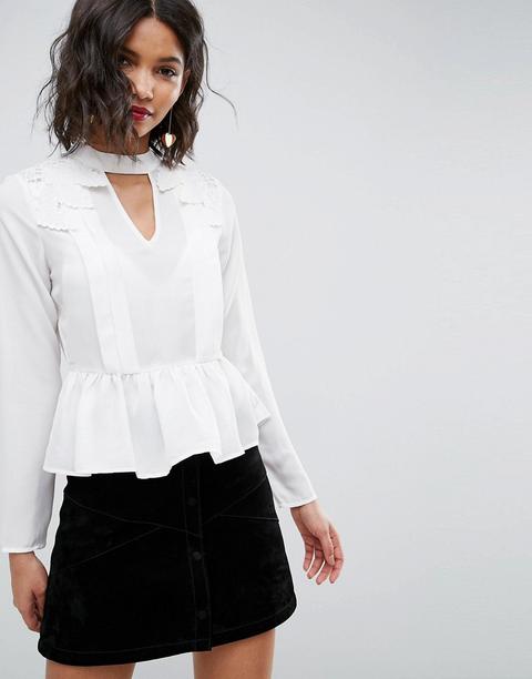 Blusa Escotada De Estilo Victoriano Con Detalle De Encaje De Algodón De Asos