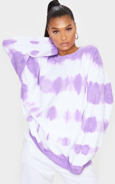 Sweat Oversize Tie & Dye Blanc Et Violet, Violet