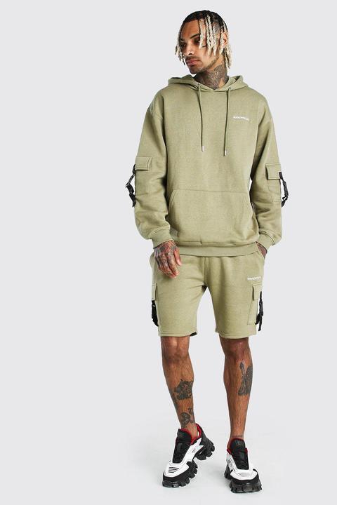 Short De Survêtement Cargo Coupe Oversize Man Official Homme - Sauge - S, Sauge