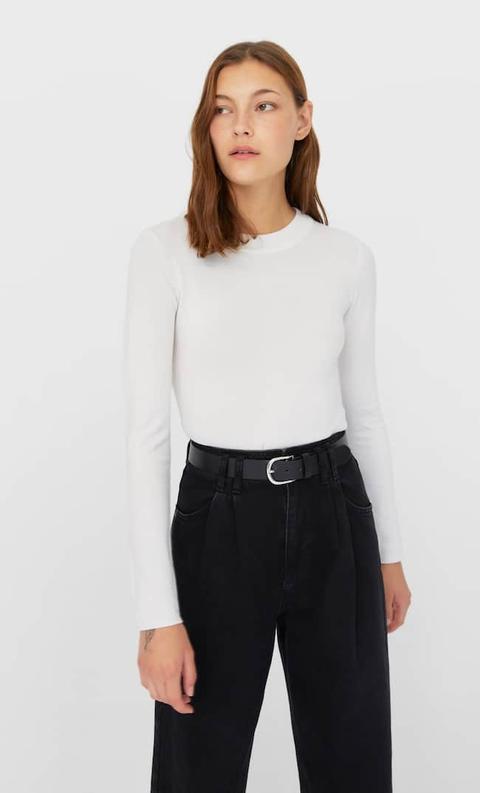 Stradivarius Pull En Maille Femme Écru S