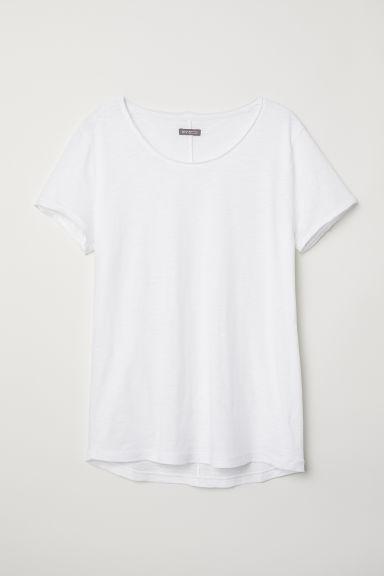 H & M - T-shirt Con Bordi A Vivo - Bianco