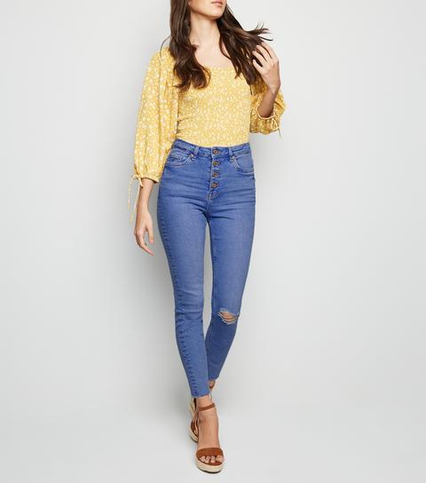 blue ripped high waist super skinny hallie jeans