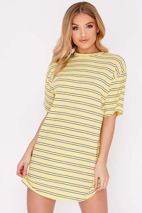 Yellow Dresses - Cacia Yellow Stripe Oversized T Shirt Dress