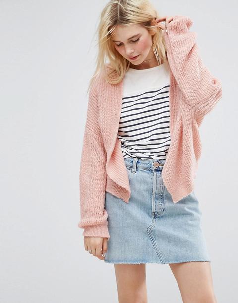 Asos - Cardigan Grosso A Coste Soffice - Rosa