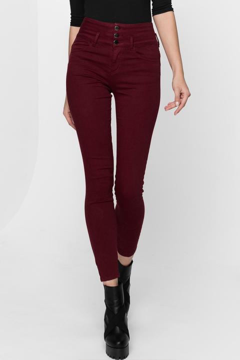 Pantaloni Bordeaux Vita Alta