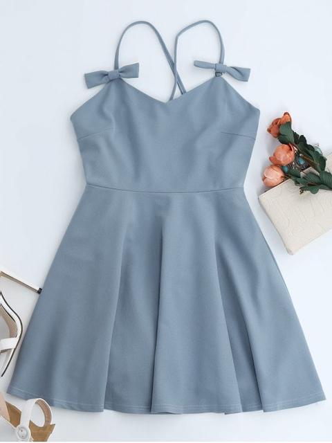 Bowknot Slip Skater Vestido Backless