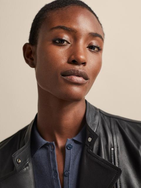 Cazadora Biker Napa Negra