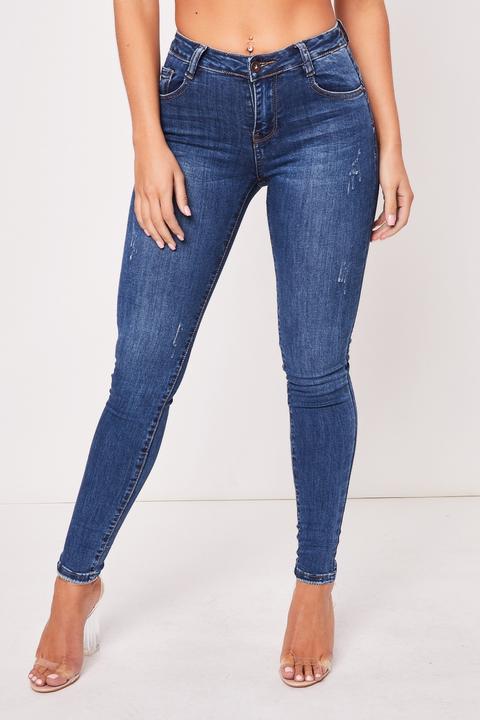 Jess Dark Wash Frayed Skinny Jeans